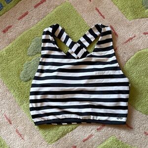 Albion Black & White Striped Crop Tank